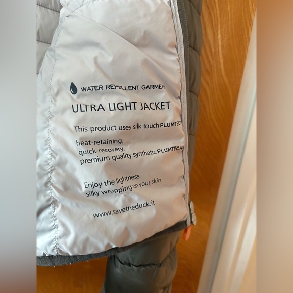 Save The Duck Green-ish Gray Puffer Jacket with FLAW - Picture 5 of 10